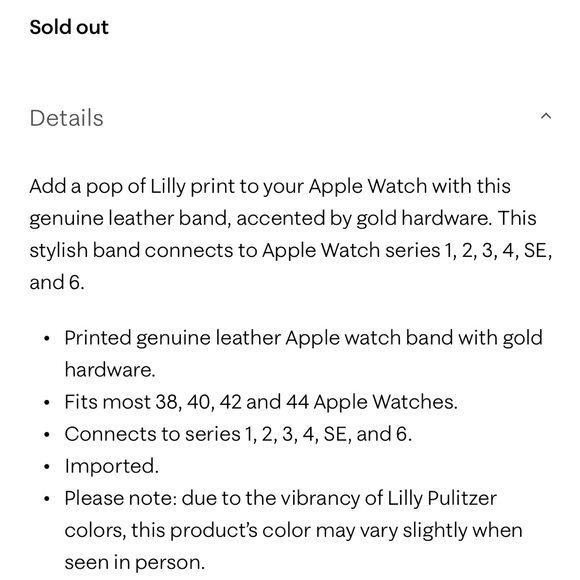 Lilly Pulitzer Pink Leather Watch Band with Gold Accents - Picture 2 of 4